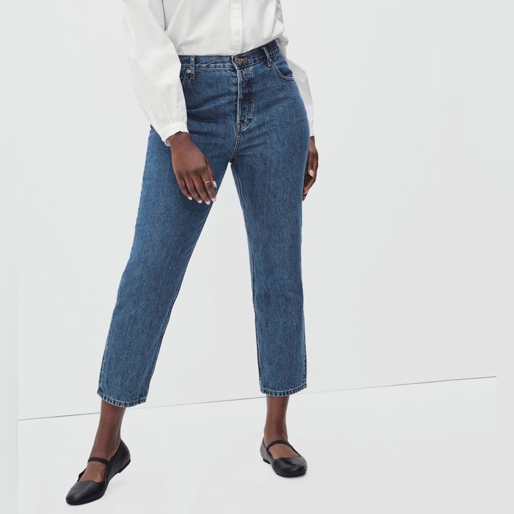 Everlane The Curvy '90s Cheeky Jean Denim Blue Medium Wash Cropped Size 25